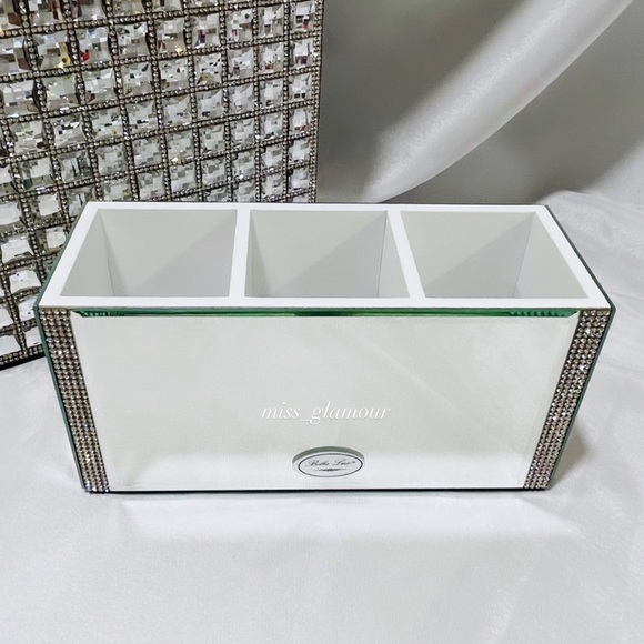 Bella lux Rhinestone Divided Mirrored Holder Vanity Makeup holder Organizer NEW - Picture 1 of 1